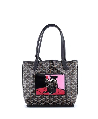 Pre-owned Pre-owned Goyard  Goyard Mini Anjou Reversible Tote Printed Coated Canvas In Black