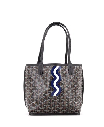 Pre-owned Pre-owned Goyard  Goyard Mini Anjou Reversible Tote Printed Coated Canvas In Black