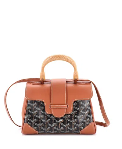 Pre-owned Pre-owned Goyard  Goyard Mini Saigon Top Handle Bag Coated Canvas With Leather