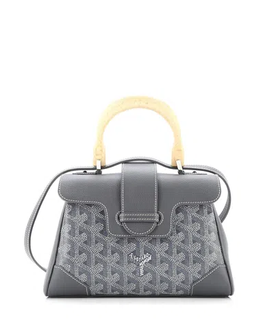 Pre-owned Pre-owned Goyard  Goyard Mini Saigon Top Handle Bag Coated Canvas With Leather