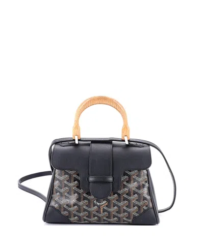 Pre-owned Pre-owned Goyard  Goyard Mini Saigon Top Handle Bag Coated Canvas With Leather