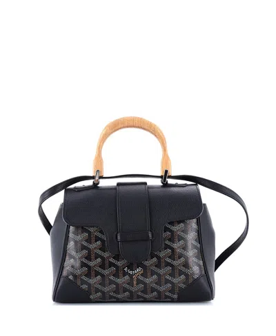 Pre-owned Pre-owned Goyard  Goyard Mini Saigon Top Handle Bag Coated Canvas With Leather In Black