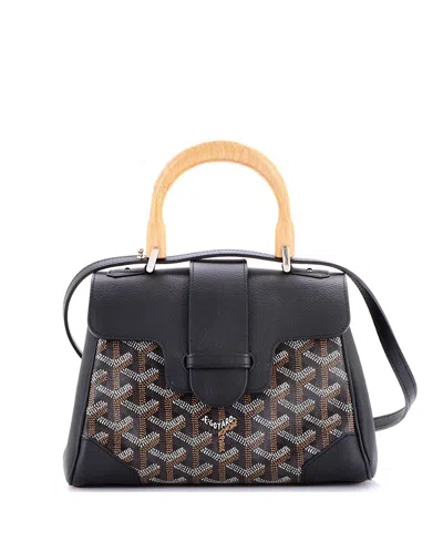 Pre-owned Pre-owned Goyard  Goyard Mini Saigon Top Handle Bag Coated Canvas With Leather In Black