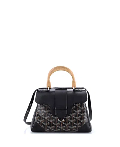 Pre-owned Pre-owned Goyard  Goyard Mini Saigon Top Handle Bag Coated Canvas With Leather In Black