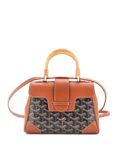 Pre-owned Pre-owned Goyard  Goyard Mini Saigon Top Handle Bag Coated Canvas With Leather In Brown