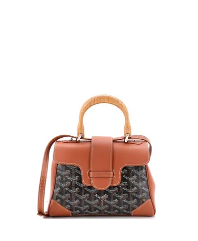 Pre-owned Pre-owned Goyard  Goyard Mini Saigon Top Handle Bag Coated Canvas With Leather In Brown
