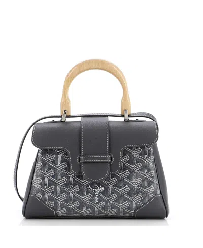 Pre-owned Pre-owned Goyard  Goyard Mini Saigon Top Handle Bag Coated Canvas With Leather In Gray