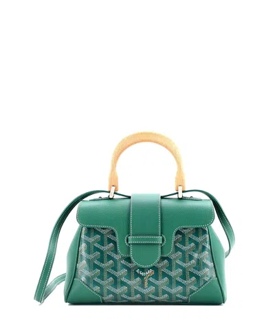 Pre-owned Pre-owned Goyard  Goyard Mini Saigon Top Handle Bag Coated Canvas With Leather In Green