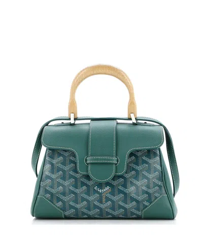 Pre-owned Pre-owned Goyard  Goyard Mini Saigon Top Handle Bag Coated Canvas With Leather In Green