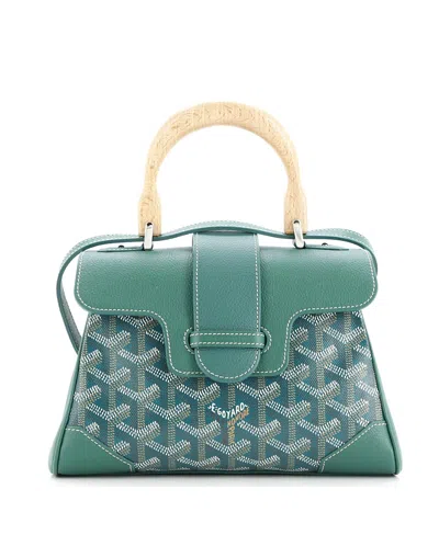 Pre-owned Pre-owned Goyard  Goyard Mini Saigon Top Handle Bag Coated Canvas With Leather In Green