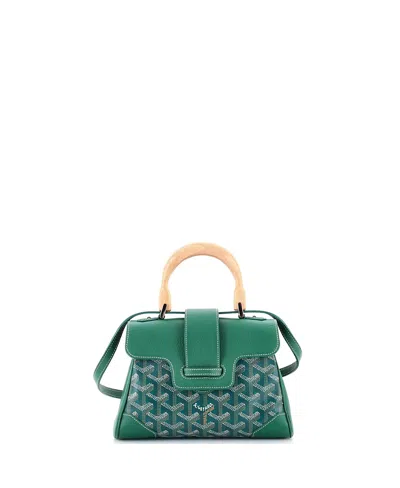 Pre-owned Pre-owned Goyard  Goyard Mini Saigon Top Handle Bag Coated Canvas With Leather In Green