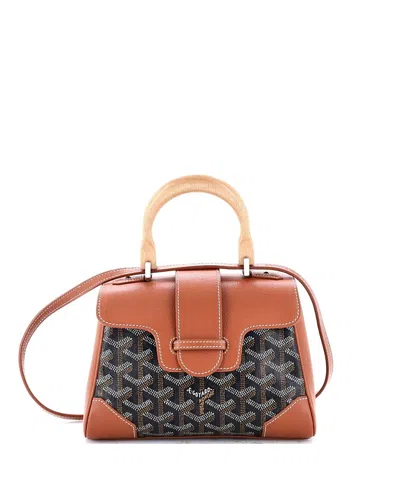 Pre-owned Pre-owned Goyard  Goyard Mini Saigon Top Handle Bag Coated Canvas With Leather In Multi