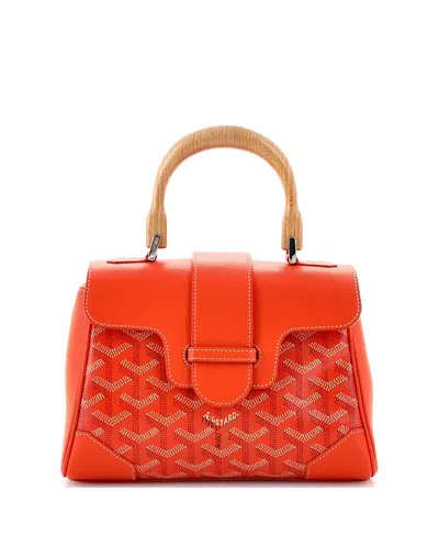 Pre-owned Pre-owned Goyard  Goyard Mini Saigon Top Handle Bag Coated Canvas With Leather In Orange