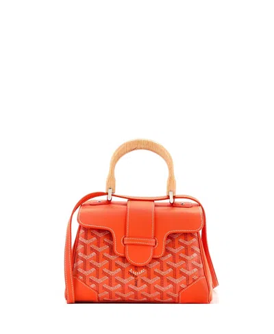 Pre-owned Pre-owned Goyard  Goyard Mini Saigon Top Handle Bag Coated Canvas With Leather In Orange