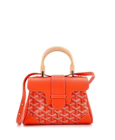 Pre-owned Pre-owned Goyard  Goyard Mini Saigon Top Handle Bag Coated Canvas With Leather In Orange