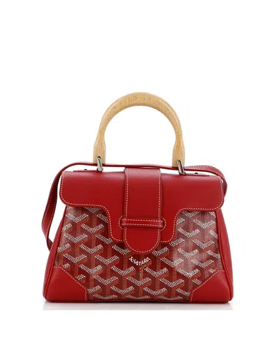 Pre-owned Pre-owned Goyard  Goyard Mini Saigon Top Handle Bag Coated Canvas With Leather In Red