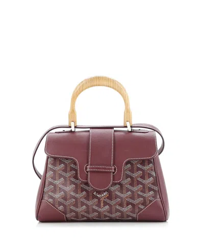 Pre-owned Pre-owned Goyard  Goyard Mini Saigon Top Handle Bag Coated Canvas With Leather In Red