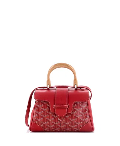 Pre-owned Pre-owned Goyard  Goyard Mini Saigon Top Handle Bag Coated Canvas With Leather In Red