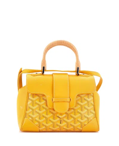 Pre-owned Pre-owned Goyard  Goyard Mini Saigon Top Handle Bag Coated Canvas With Leather In Yellow