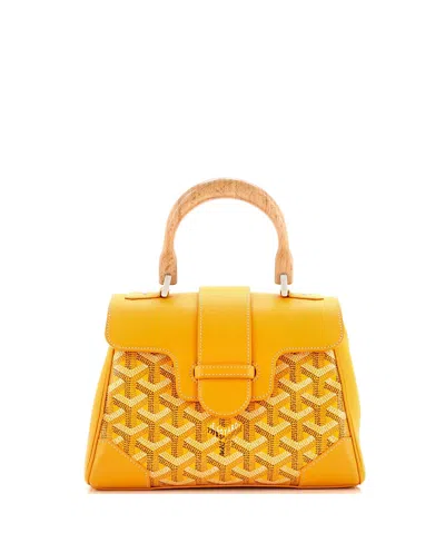 Pre-owned Pre-owned Goyard  Goyard Mini Saigon Top Handle Bag Coated Canvas With Leather In Yellow