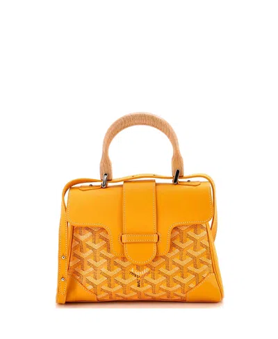 Pre-owned Pre-owned Goyard  Goyard Mini Saigon Top Handle Bag Coated Canvas With Leather In Yellow