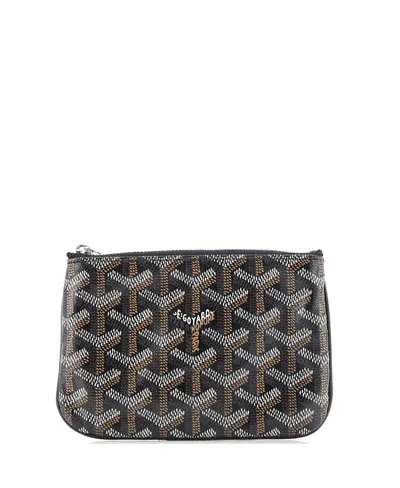Pre-owned Pre-owned Goyard  Goyard Mini Senat Zip Pouch Coated Canvas In Black