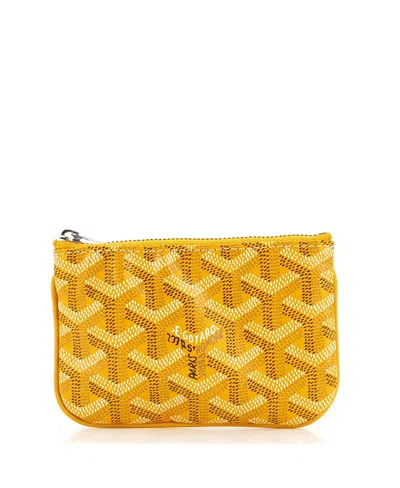 Pre-owned Pre-owned Goyard  Goyard Mini Senat Zip Pouch Coated Canvas In Yellow