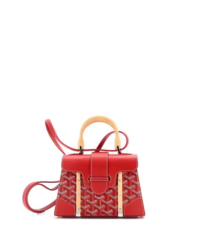 Pre-owned Pre-owned Goyard  Goyard Mini Structured Saigon Top Handle Bag Coated Canvas With Leather