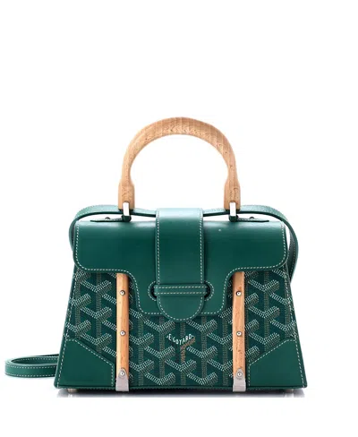 Pre-owned Pre-owned Goyard  Goyard Mini Structured Saigon Top Handle Bag Coated Canvas With Leather