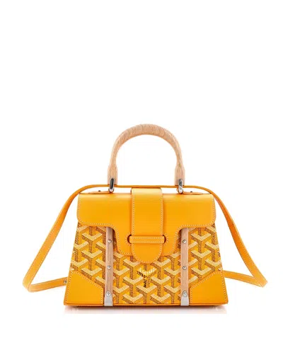 Pre-owned Pre-owned Goyard  Goyard Mini Structured Saigon Top Handle Bag Coated Canvas With Leather In Yellow