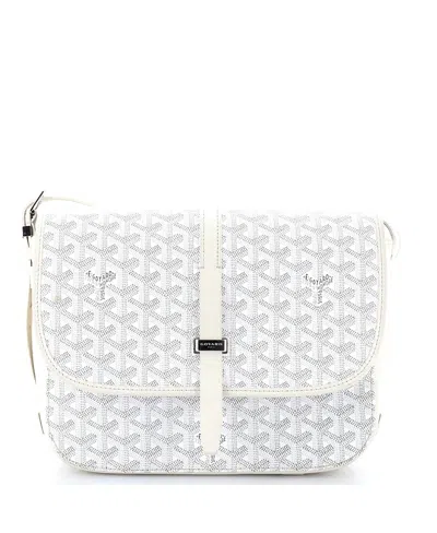 Pre-owned Pre-owned Goyard  Goyard Mm Belvedere Ii Messenger Bag Coated Canvas In White