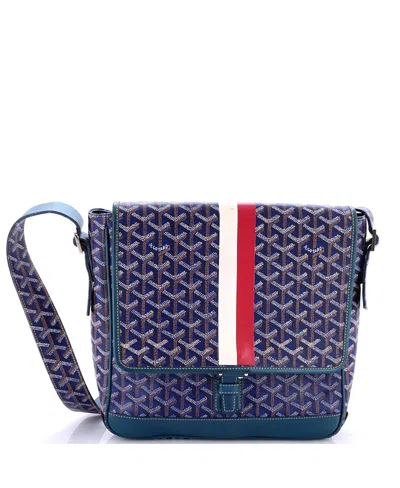 Pre-owned Pre-owned Goyard  Goyard Mm Grand Bleu Messenger Bag Printed Coated Canvas In Blue