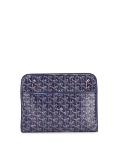 Pre-owned Pre-owned Goyard  Goyard Mm Jouvence Toiletry Pouch Coated Canvas In Blue