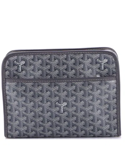 Pre-owned Pre-owned Goyard  Goyard Mm Jouvence Toiletry Pouch Coated Canvas In Gray