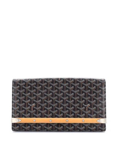 Pre-owned Pre-owned Goyard  Goyard Mm Monte Carlo Clutch Coated Canvas In Black