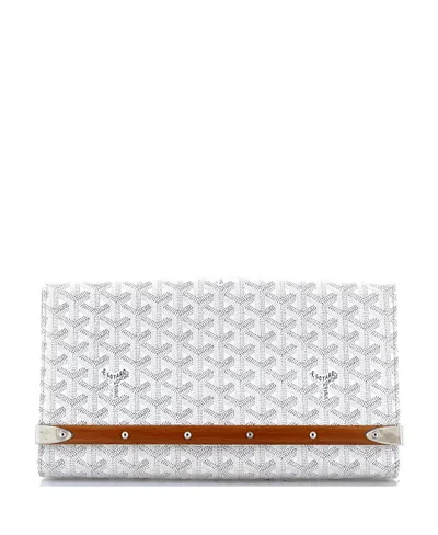 Pre-owned Pre-owned Goyard  Goyard Mm Monte Carlo Clutch Coated Canvas In White