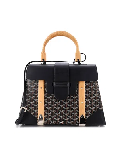 Pre-owned Pre-owned Goyard  Goyard Mm Saigon Top Handle Bag Coated Canvas With Leather In Black