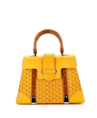 Pre-owned Pre-owned Goyard  Goyard Mm Saigon Top Handle Bag Coated Canvas With Leather In Yellow