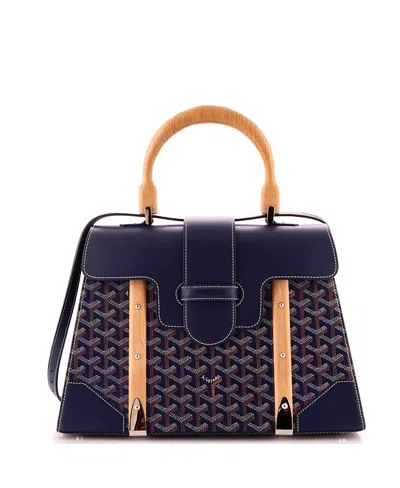 Pre-owned Pre-owned Goyard  Goyard Mm Saigon Totes Bag Coated Canvas With Leather In Blue