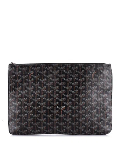 Pre-owned Pre-owned Goyard  Goyard Mm Senat Zip Pouch Coated Canvas In Black