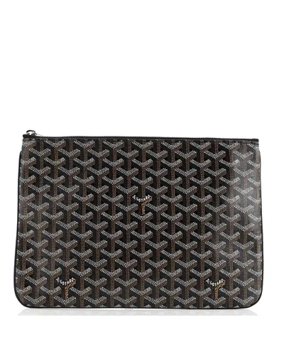Pre-owned Pre-owned Goyard  Goyard Mm Senat Zip Pouch Coated Canvas In Black