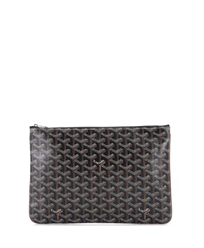 Pre-owned Pre-owned Goyard  Goyard Mm Senat Zip Pouch Coated Canvas In Black