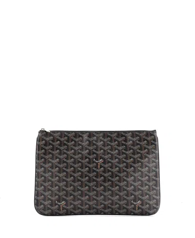 Pre-owned Pre-owned Goyard  Goyard Mm Senat Zip Pouch Coated Canvas In Black