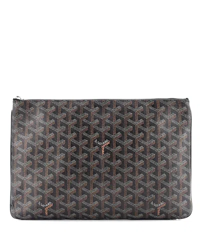 Pre-owned Pre-owned Goyard  Goyard Mm Senat Zip Pouch Coated Canvas In Black