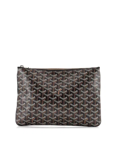 Pre-owned Pre-owned Goyard  Goyard Mm Senat Zip Pouch Coated Canvas In Black