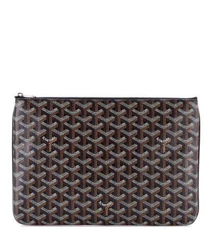 Pre-owned Pre-owned Goyard  Goyard Mm Senat Zip Pouch Coated Canvas In Black