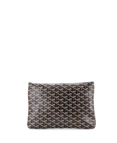 Pre-owned Pre-owned Goyard  Goyard Mm Senat Zip Pouch Coated Canvas In Black