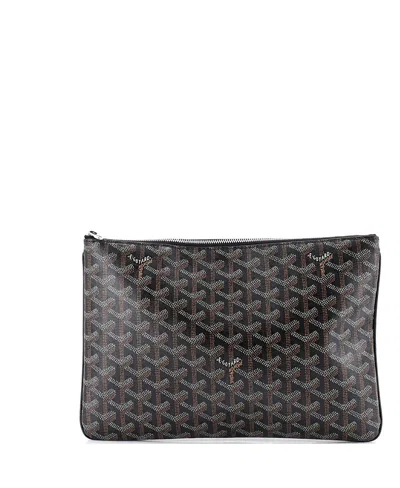 Pre-owned Pre-owned Goyard  Goyard Mm Senat Zip Pouch Coated Canvas In Black