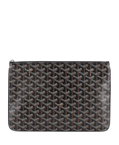 Pre-owned Pre-owned Goyard  Goyard Mm Senat Zip Pouch Coated Canvas In Black