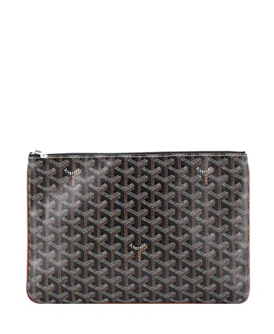 Pre-owned Pre-owned Goyard  Goyard Mm Senat Zip Pouch Coated Canvas In Black